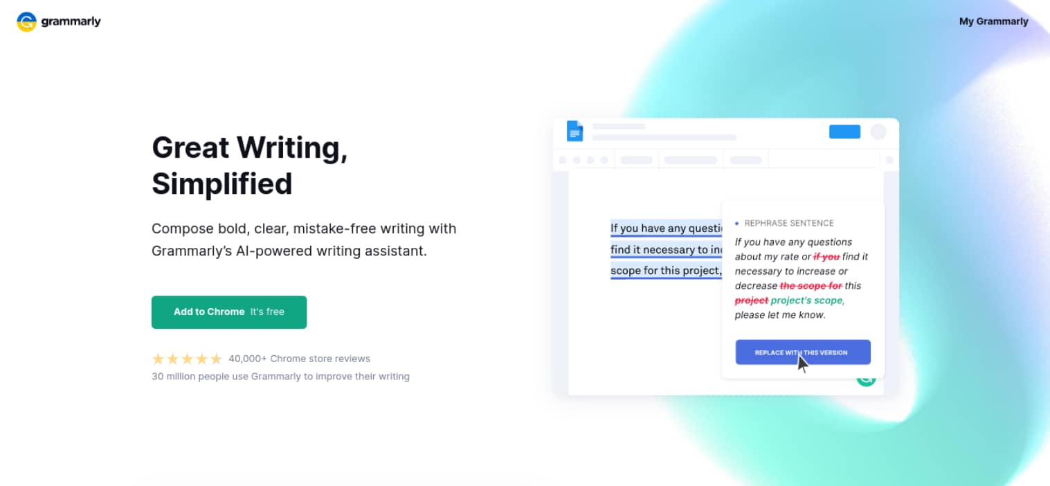 The Grammarly website.