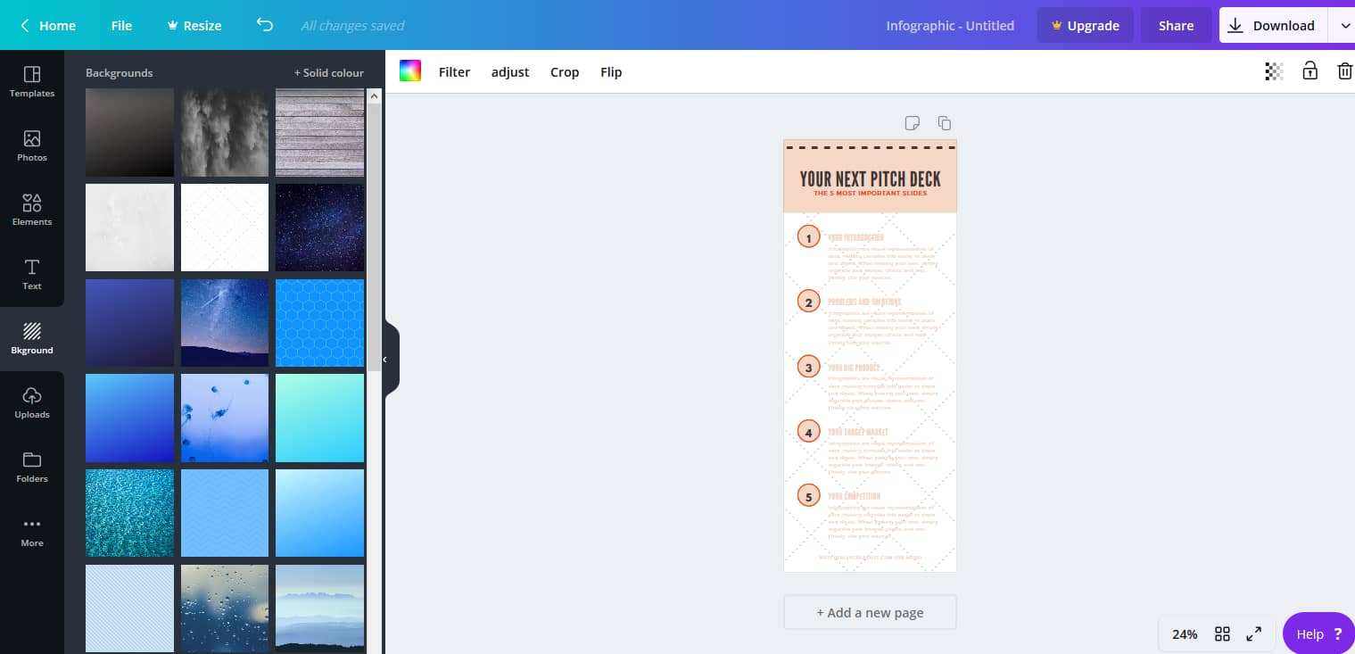 how to add background to infographic in Canva.