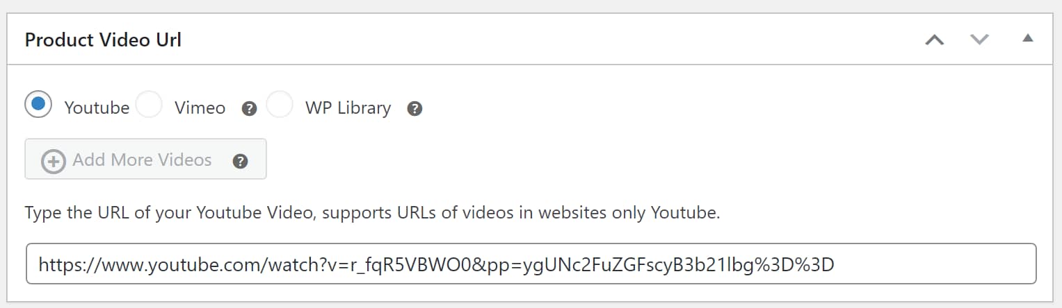 Adding a YouTube video in WooCommerce.