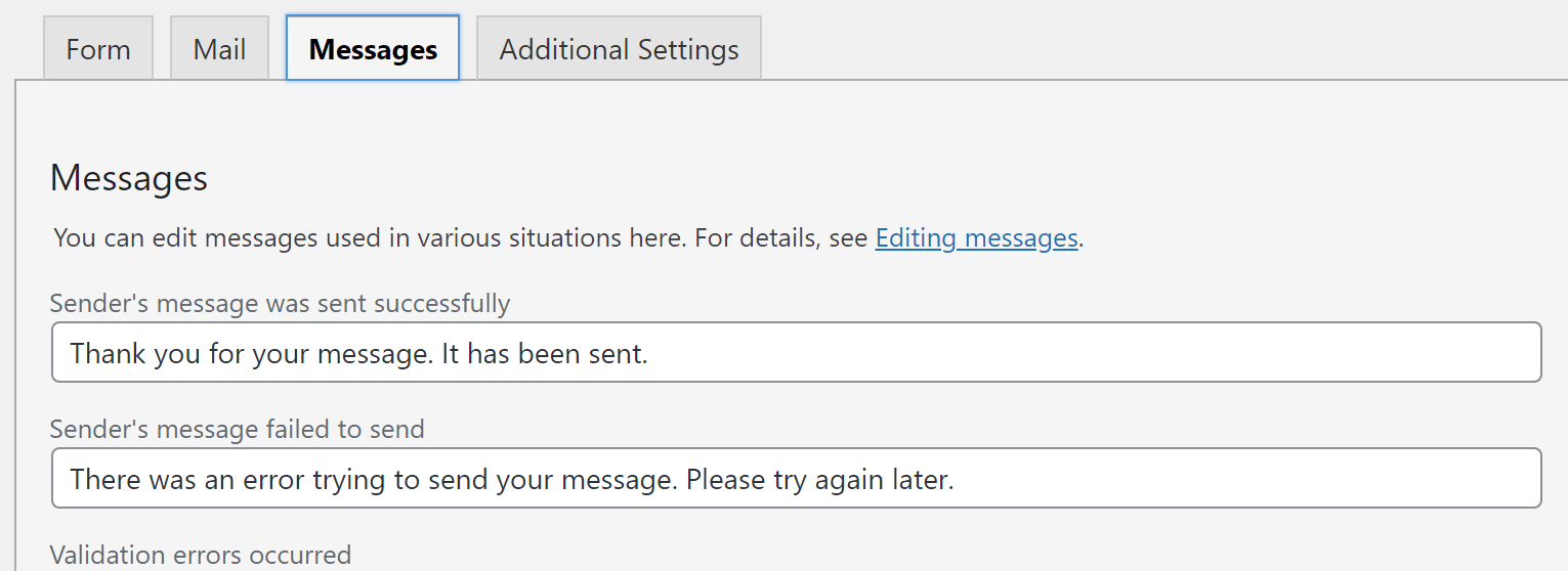 Customizing form messages.