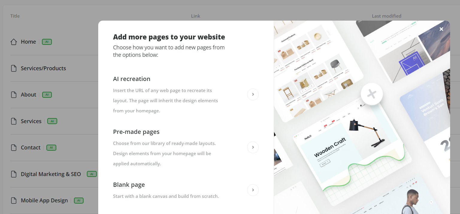 Adding pages to your AI-generated website.