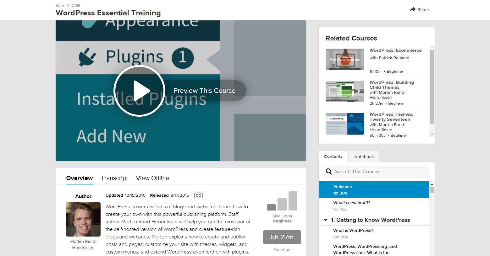 Online WordPress courses on Lynda.com.