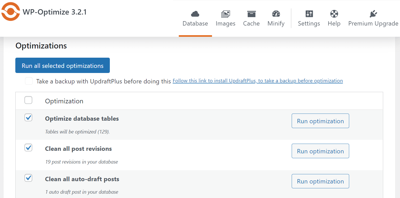 How to perform a WordPress database optimization with WP-Optimize. 