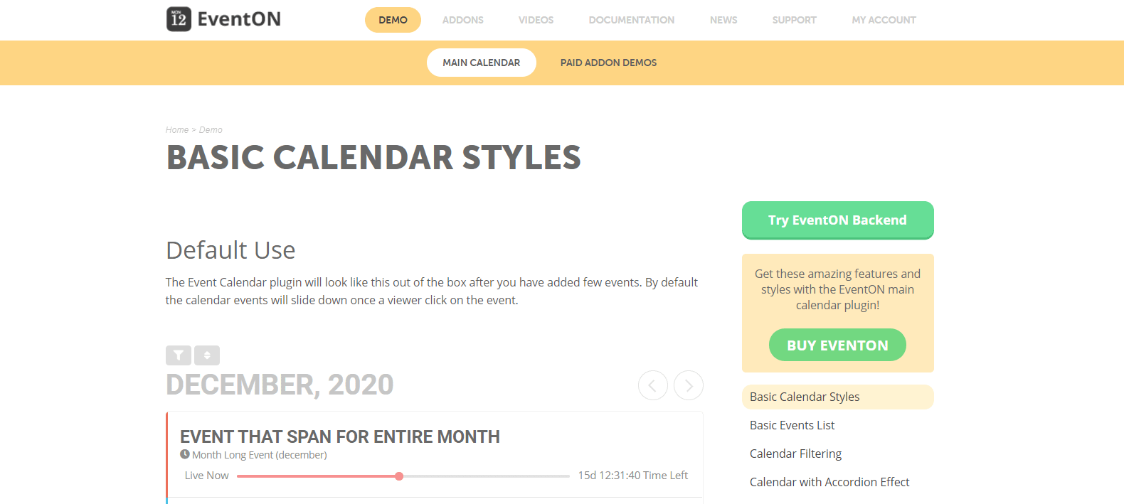 The EventON plugin is one of the leading WordPress calendar plugins.