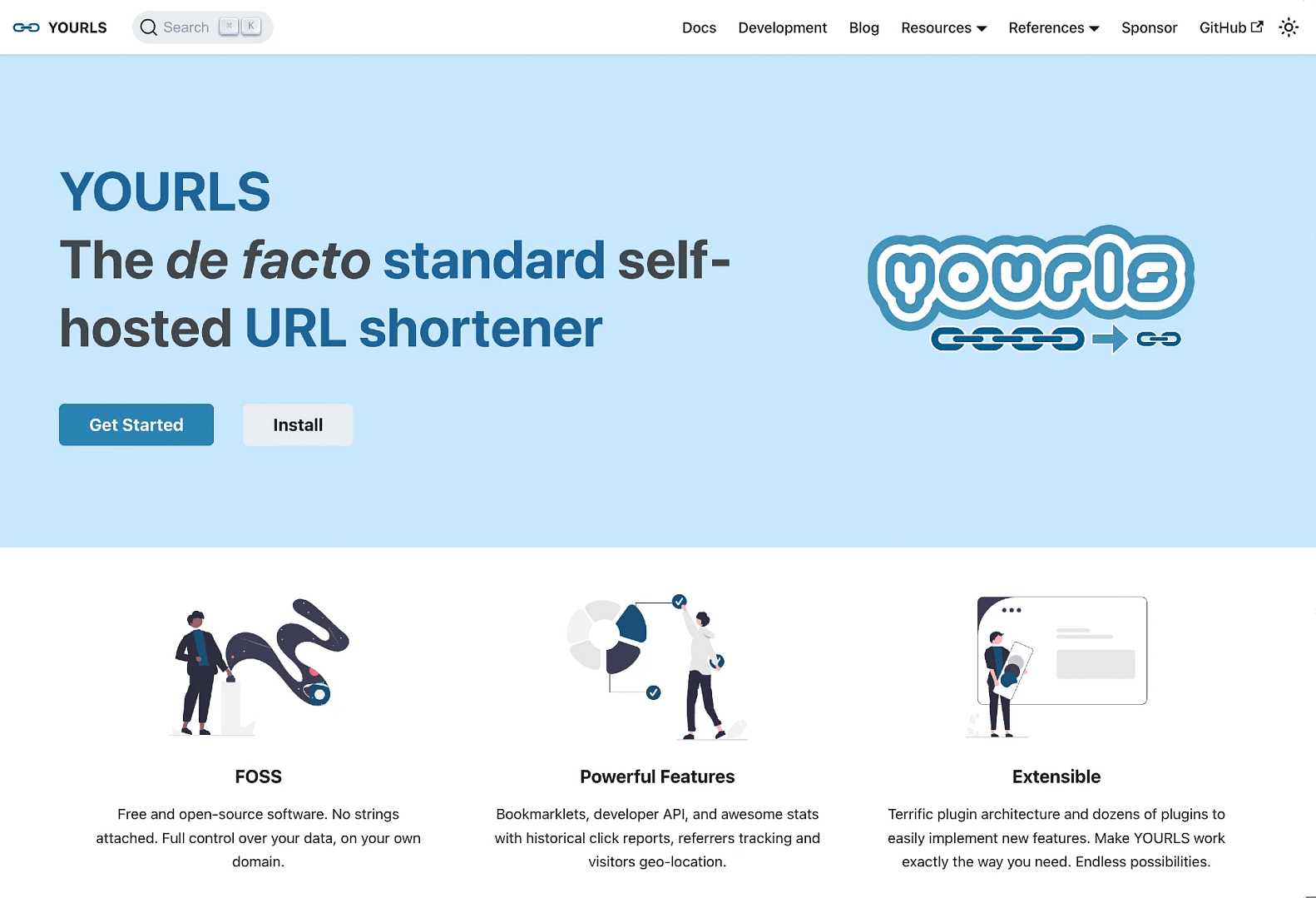 YOURLS homepage.