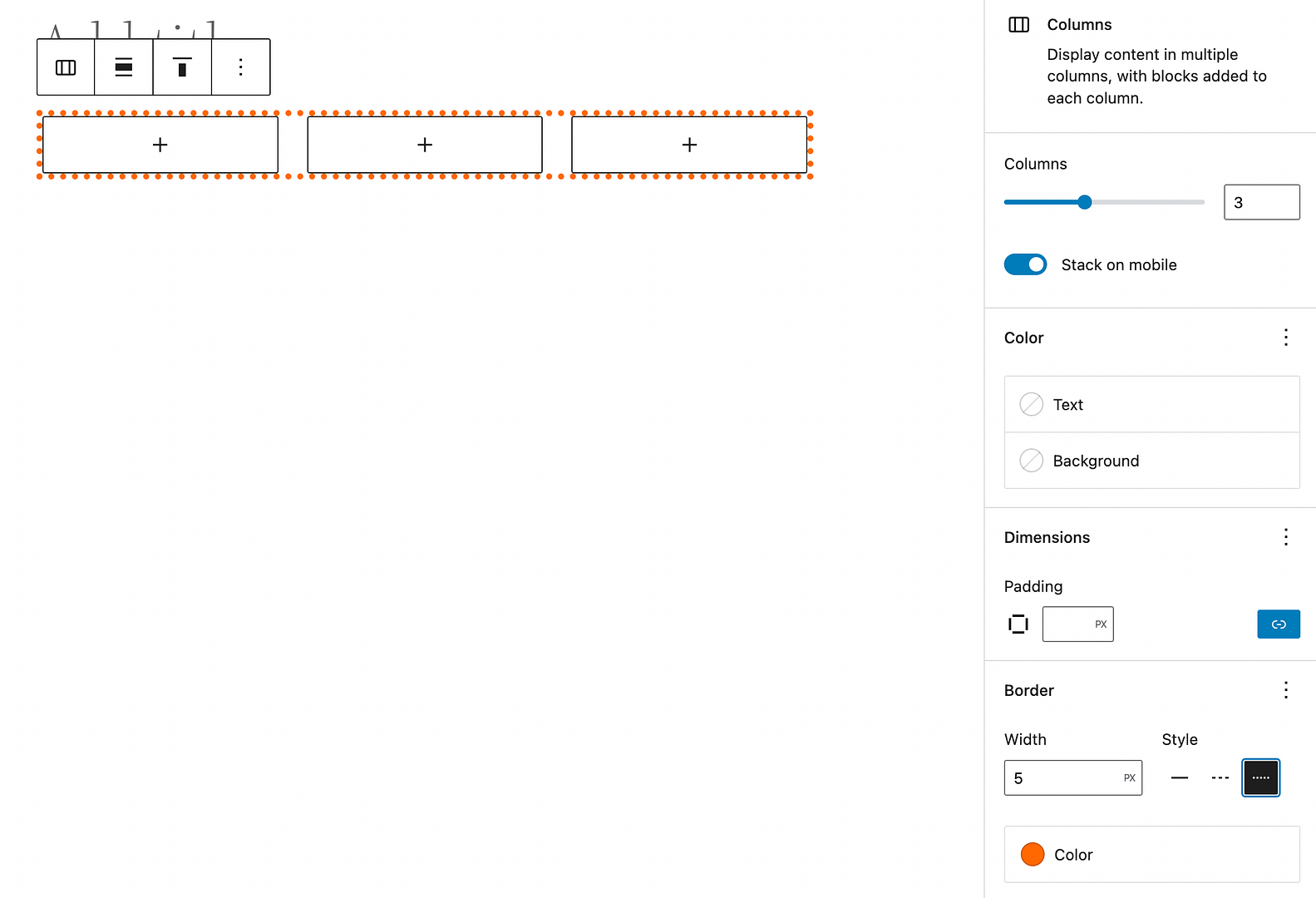Columns block border