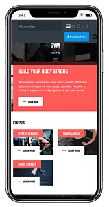 Bootstrap Fitness theme mobile mockup.