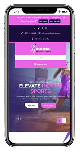 FSE Sports Arena theme mobile mockup.