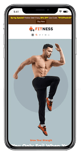 Fitness Exercise Hub theme mobile mockup.