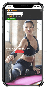 Fitness Hub theme mobile mockup.