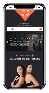 VW Fitness Gym theme mobile mockup.