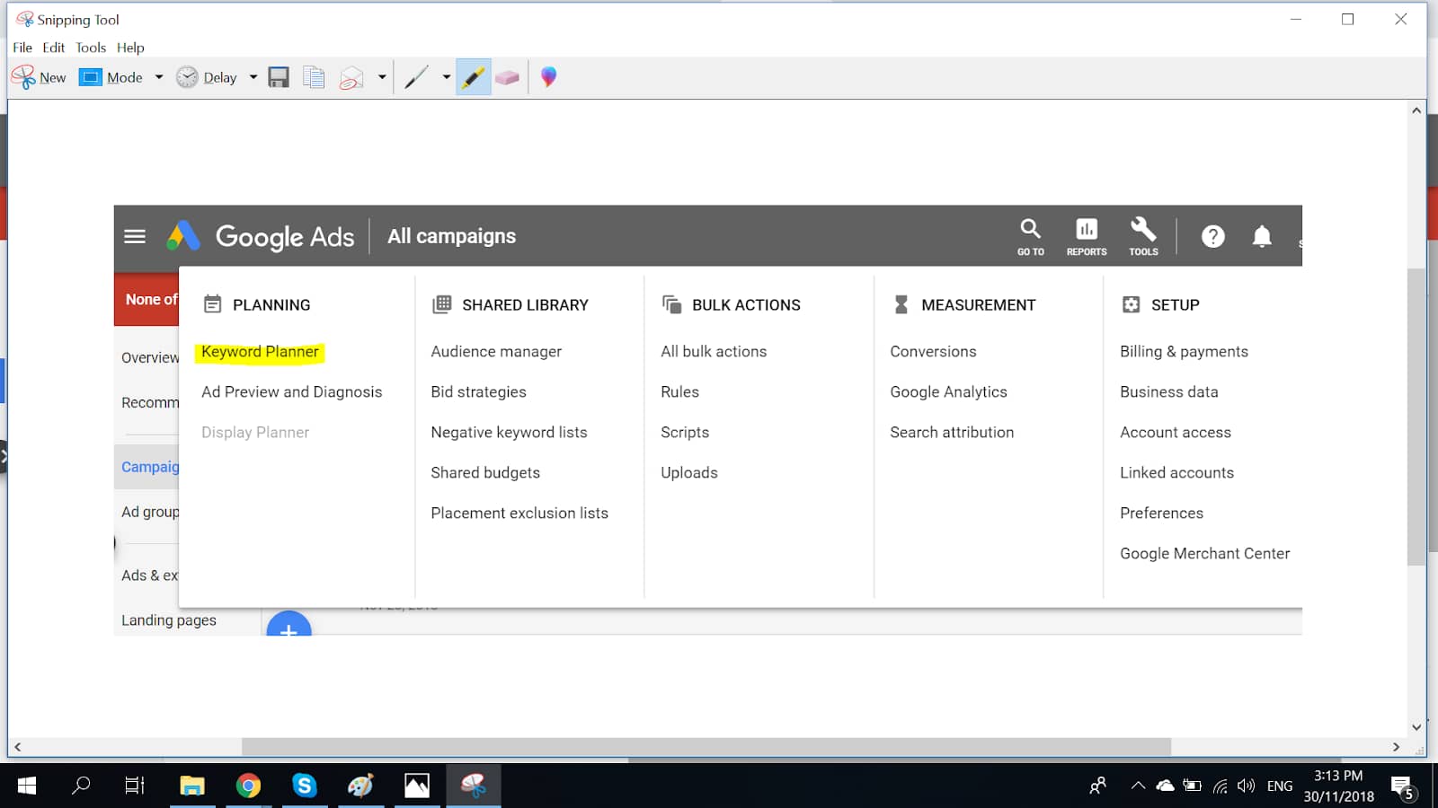 Windows Snipping Tool.