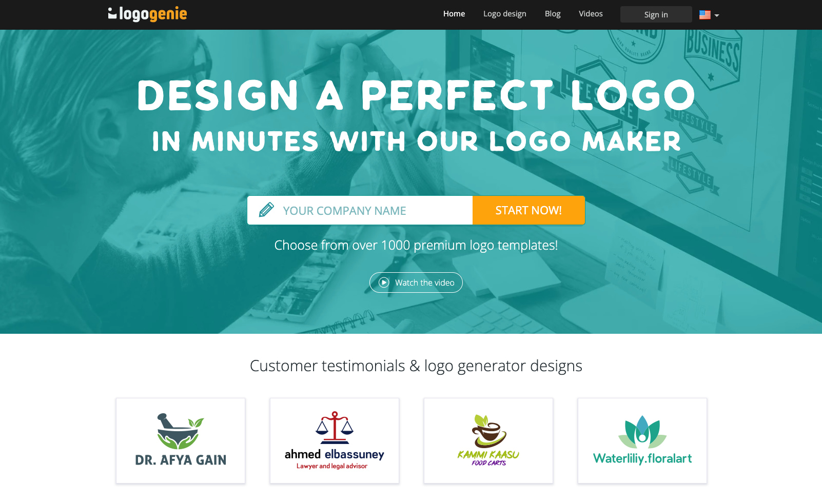 Logo Genie предлагает один из лучших инструментов для создания логотипов для тех, кто ищет минималистичный дизайн логотипа.