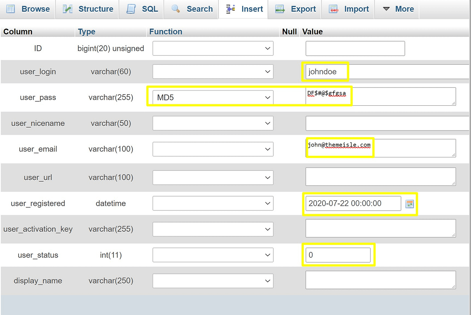 Add a new WordPress admin user with user login name and strong password