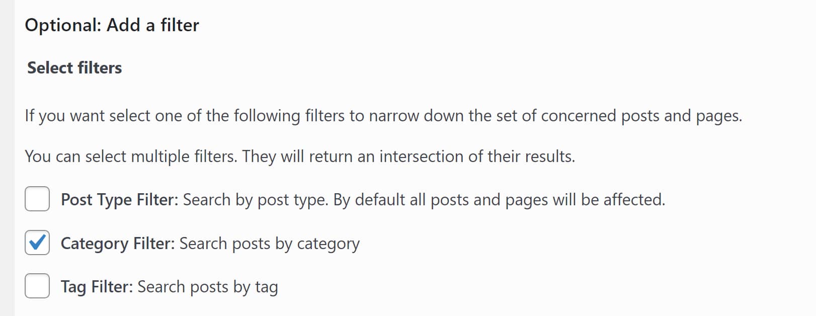 Select filter in WordPress.