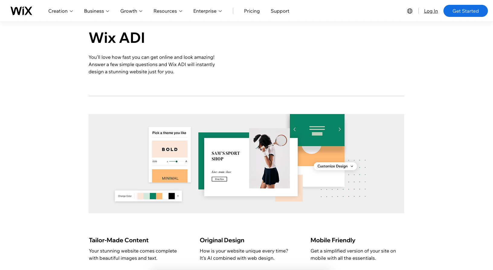 Wix ADI is the best AI website builder