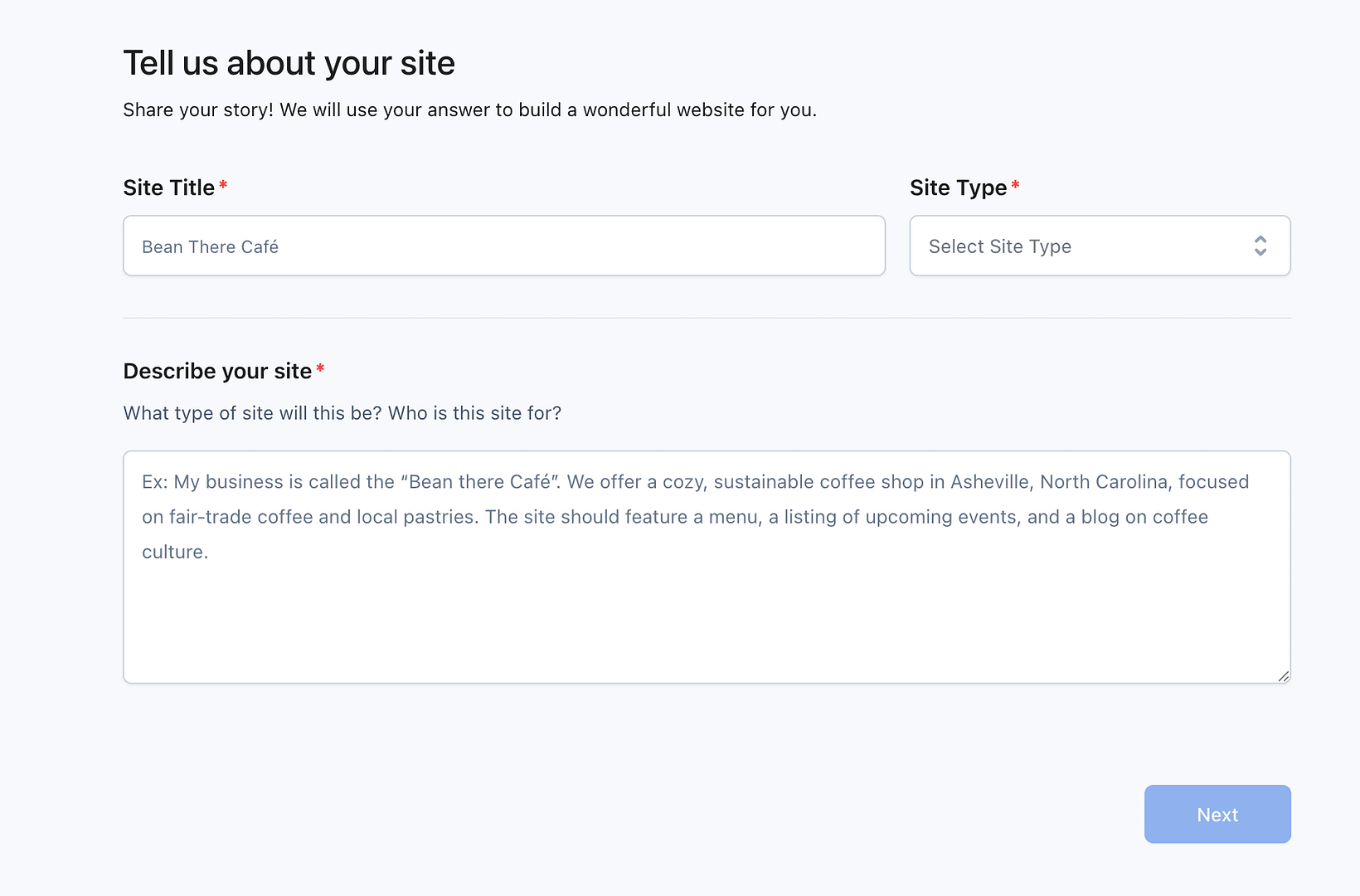 site creator options