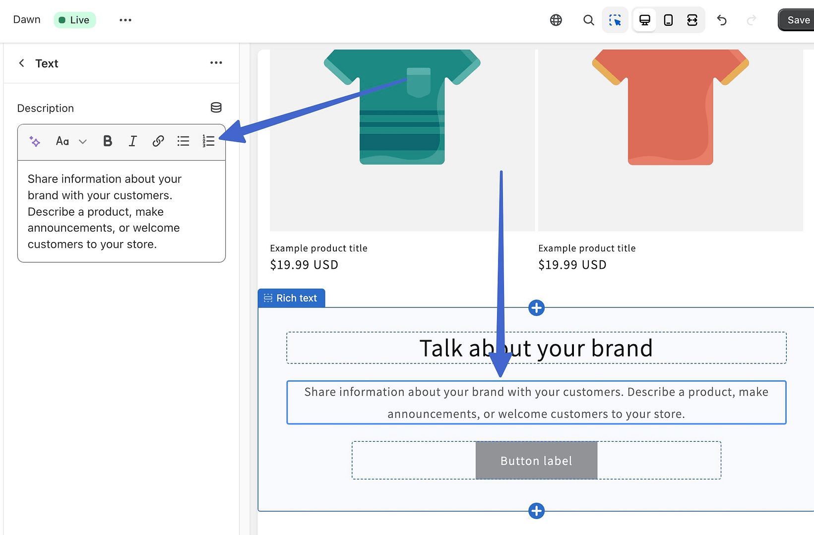 My Store - customize dawn - Shopify.