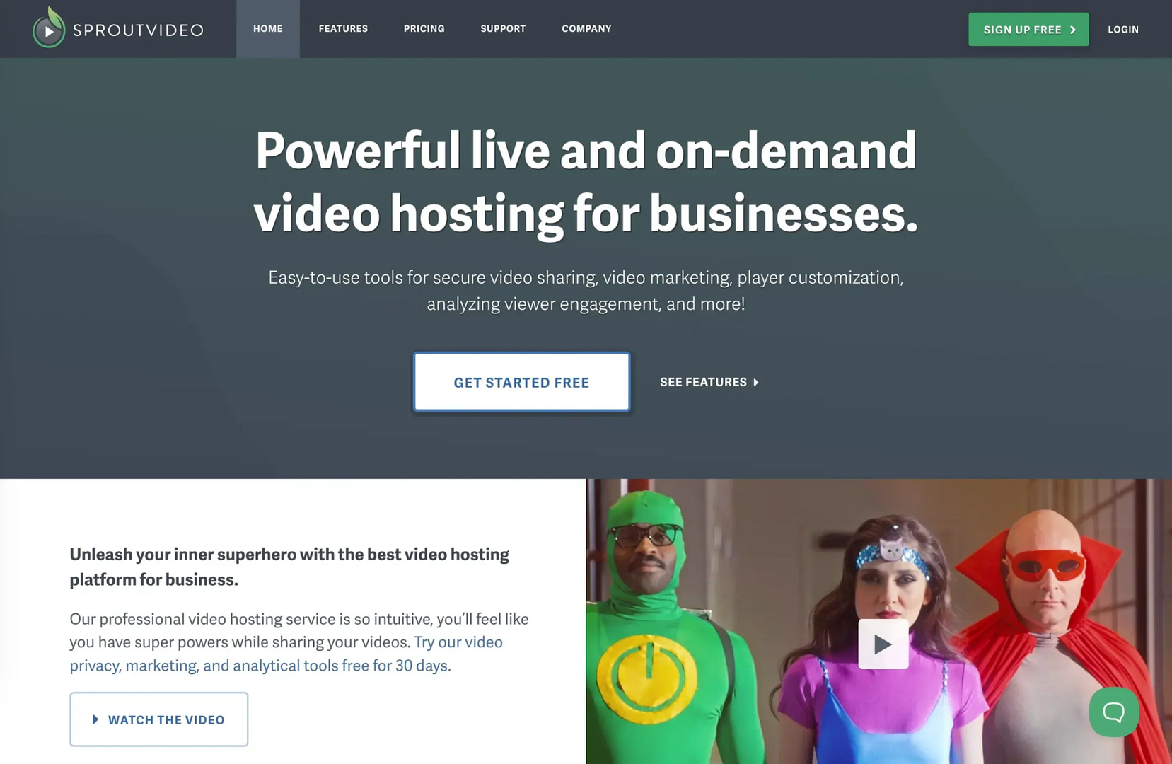 SproutVideo homepage.