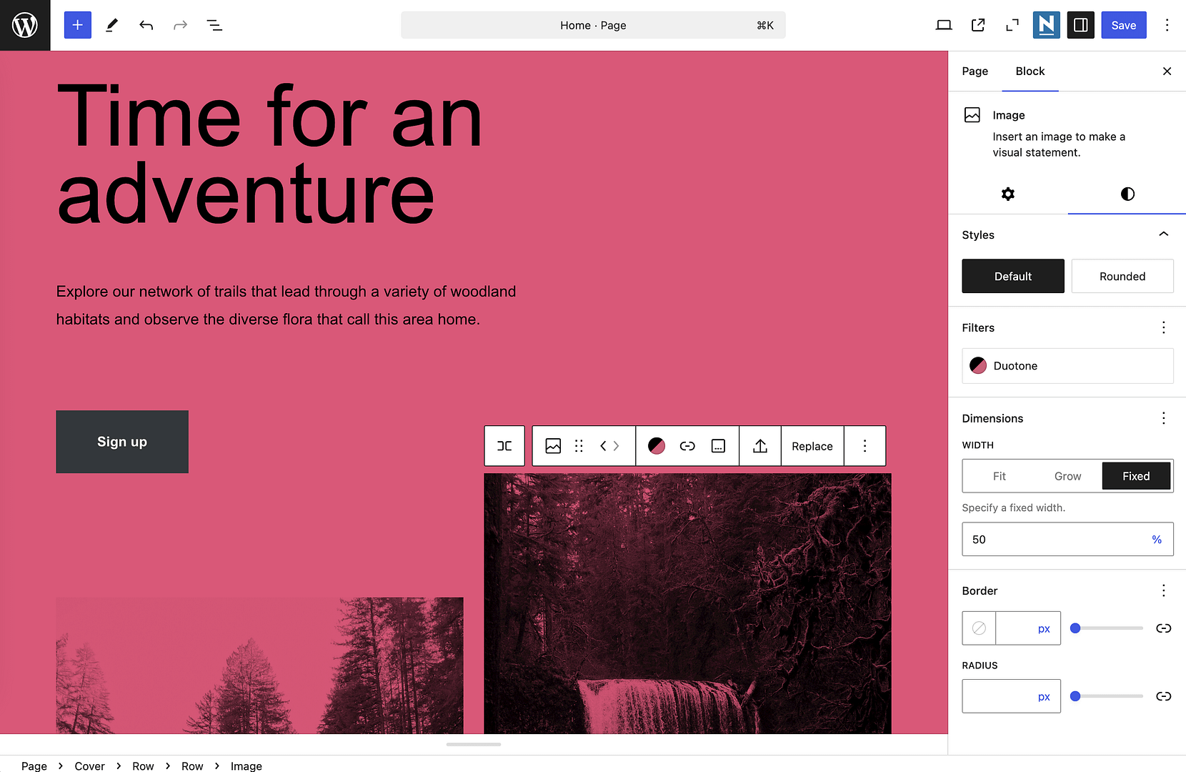 How to change the content and style in a Block Pattern.