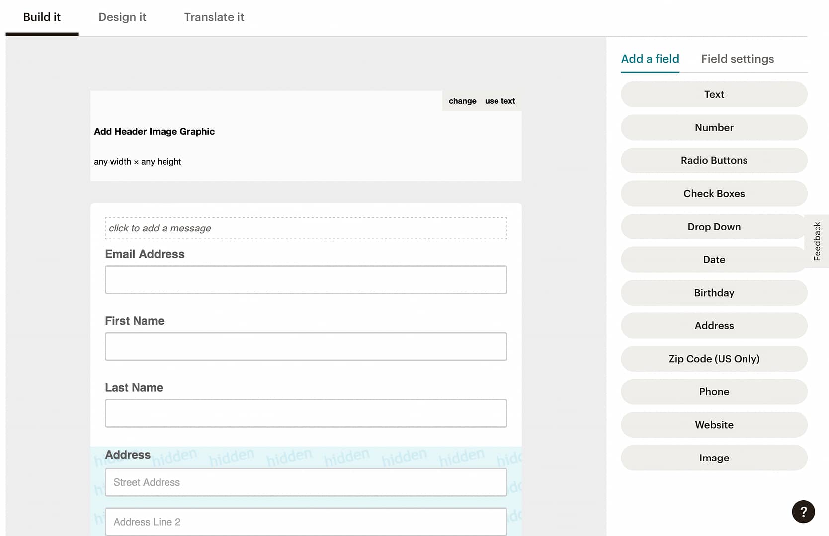 Creating a form with Mailchimp