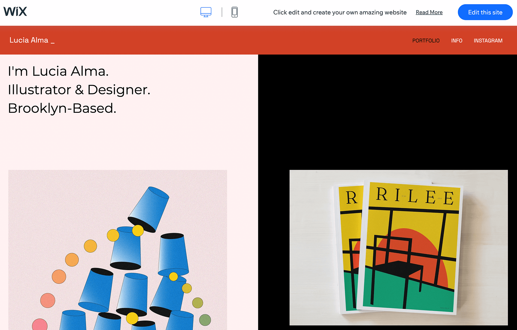 Wix portfolio template.