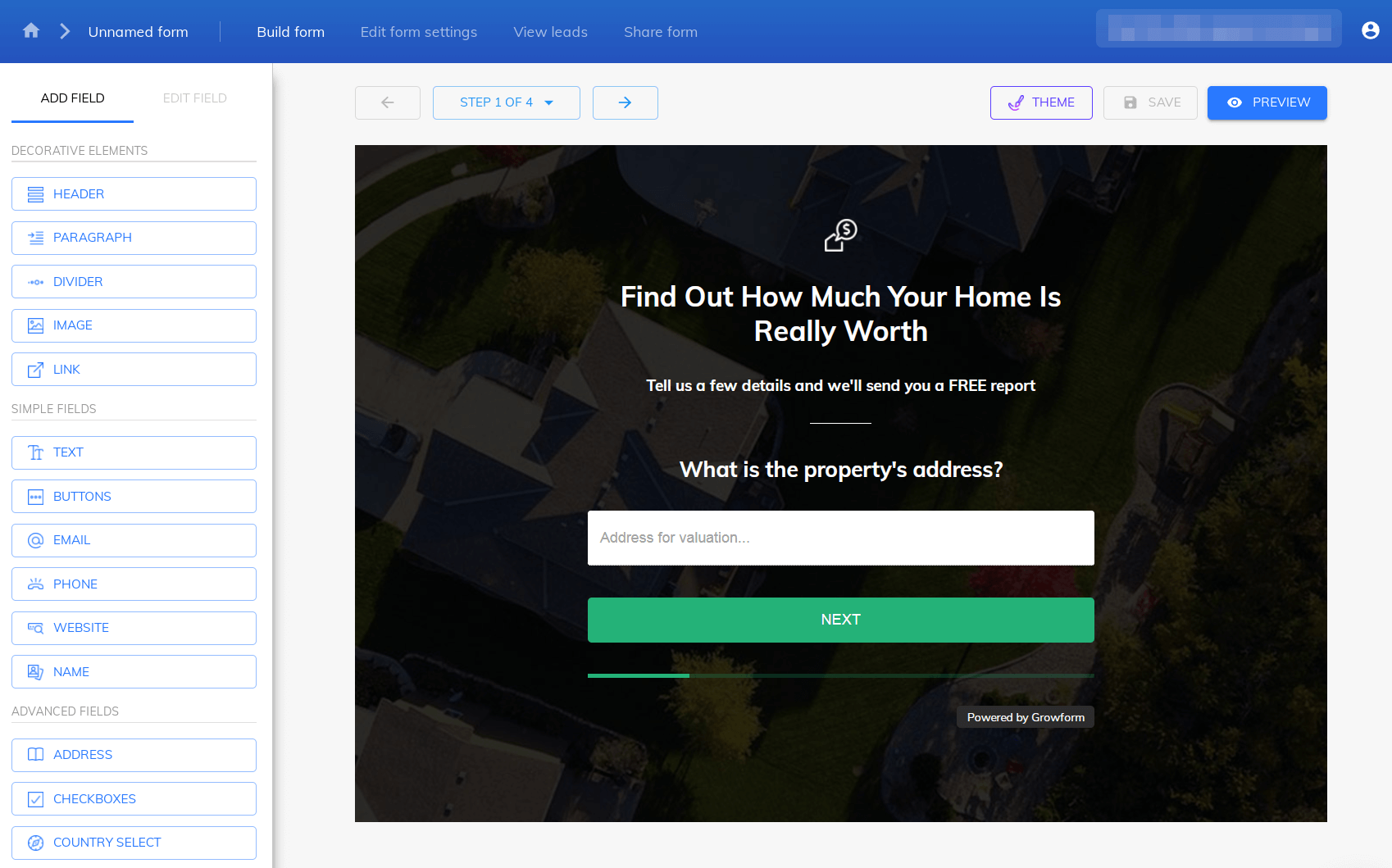 Building a form in Growform.