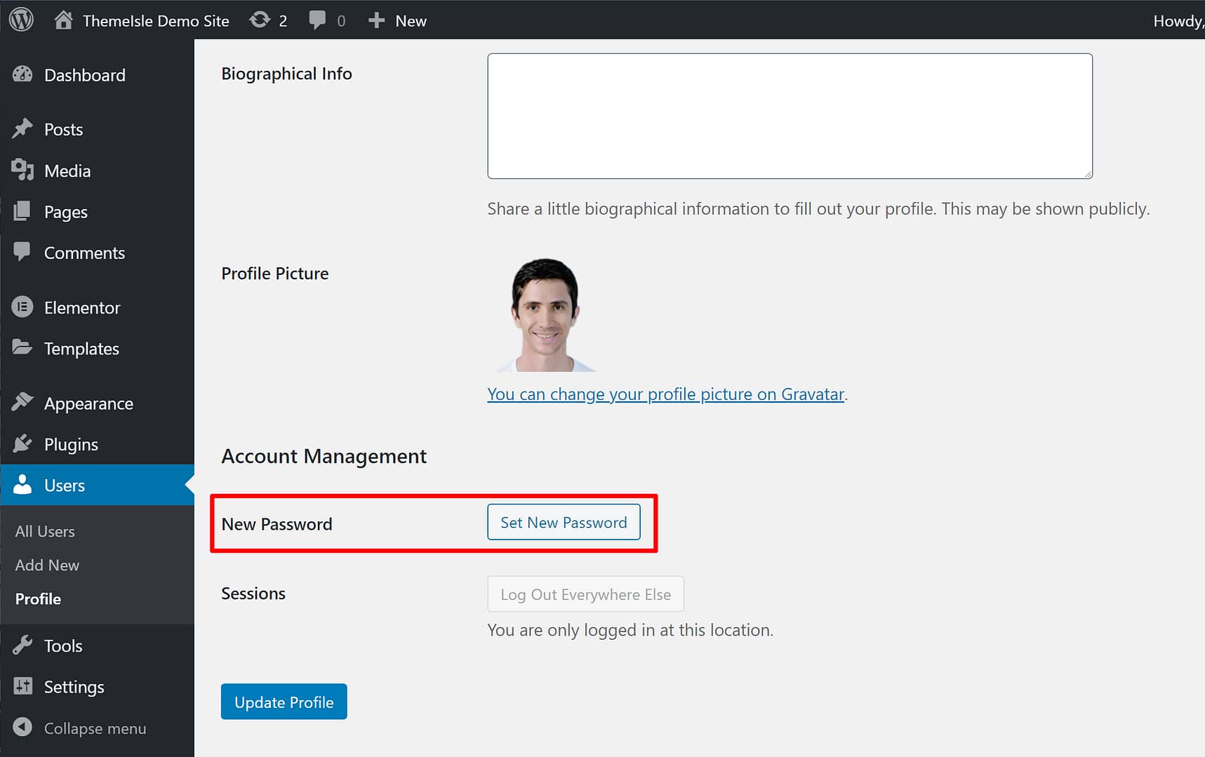 How to change WordPress password