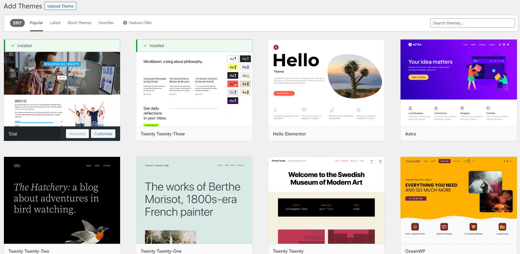 WordPress template library for website builder vs WordPress comparison.