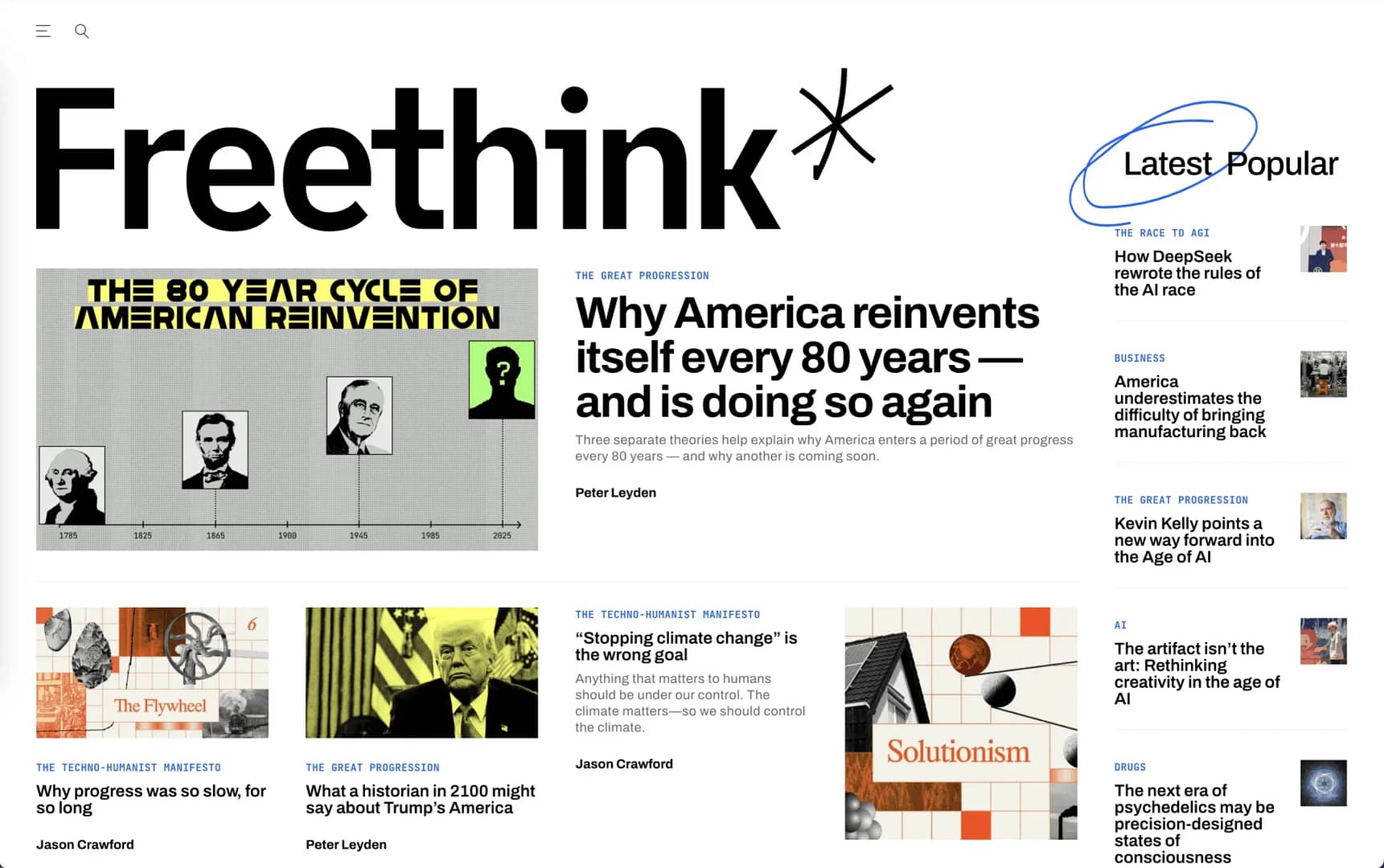 Freethink homepage.