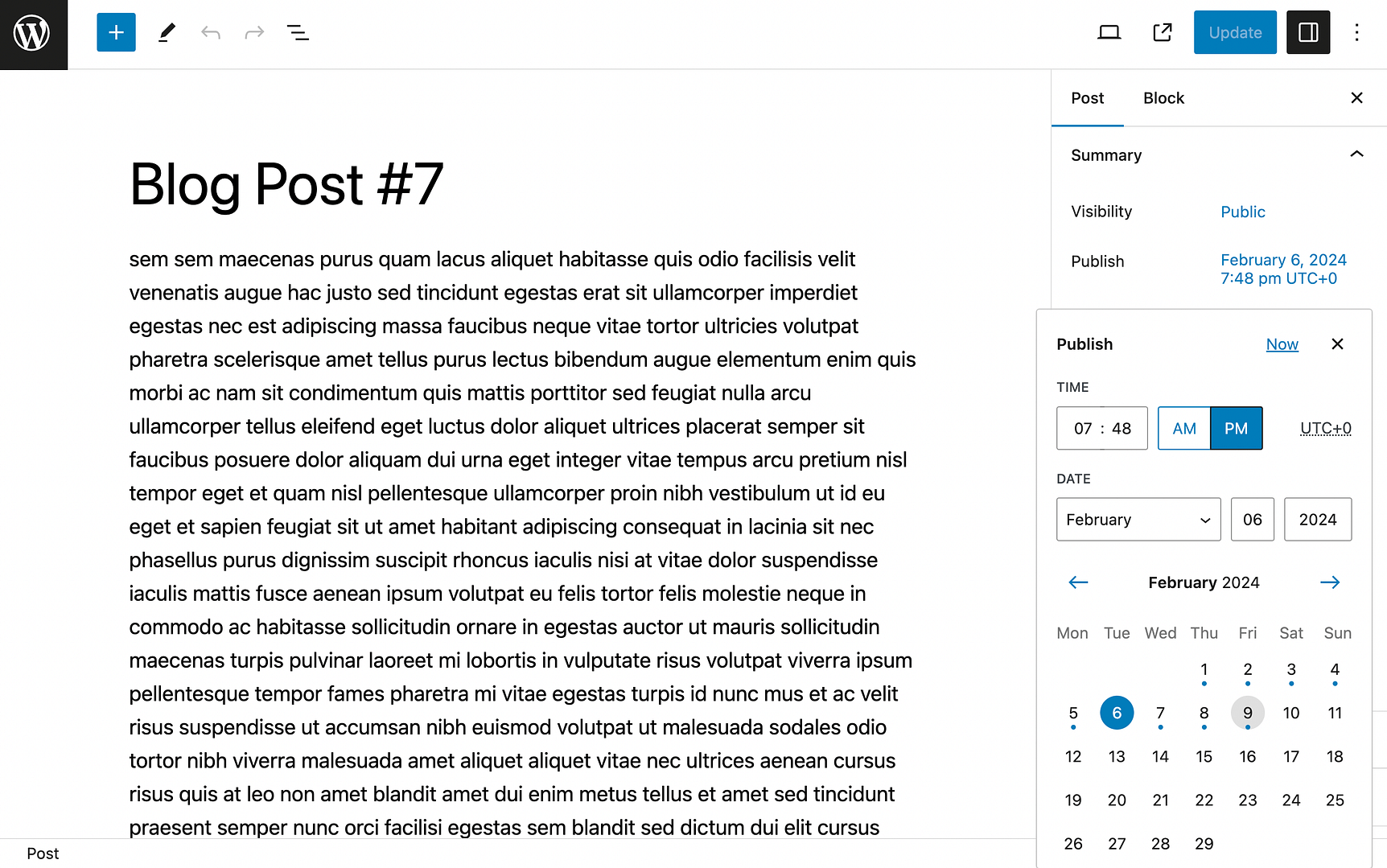 Changing the Publish date for a WordPress post in the block editor
