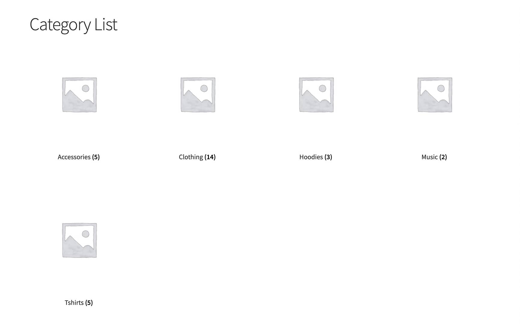 category list WooCommerce shortcode