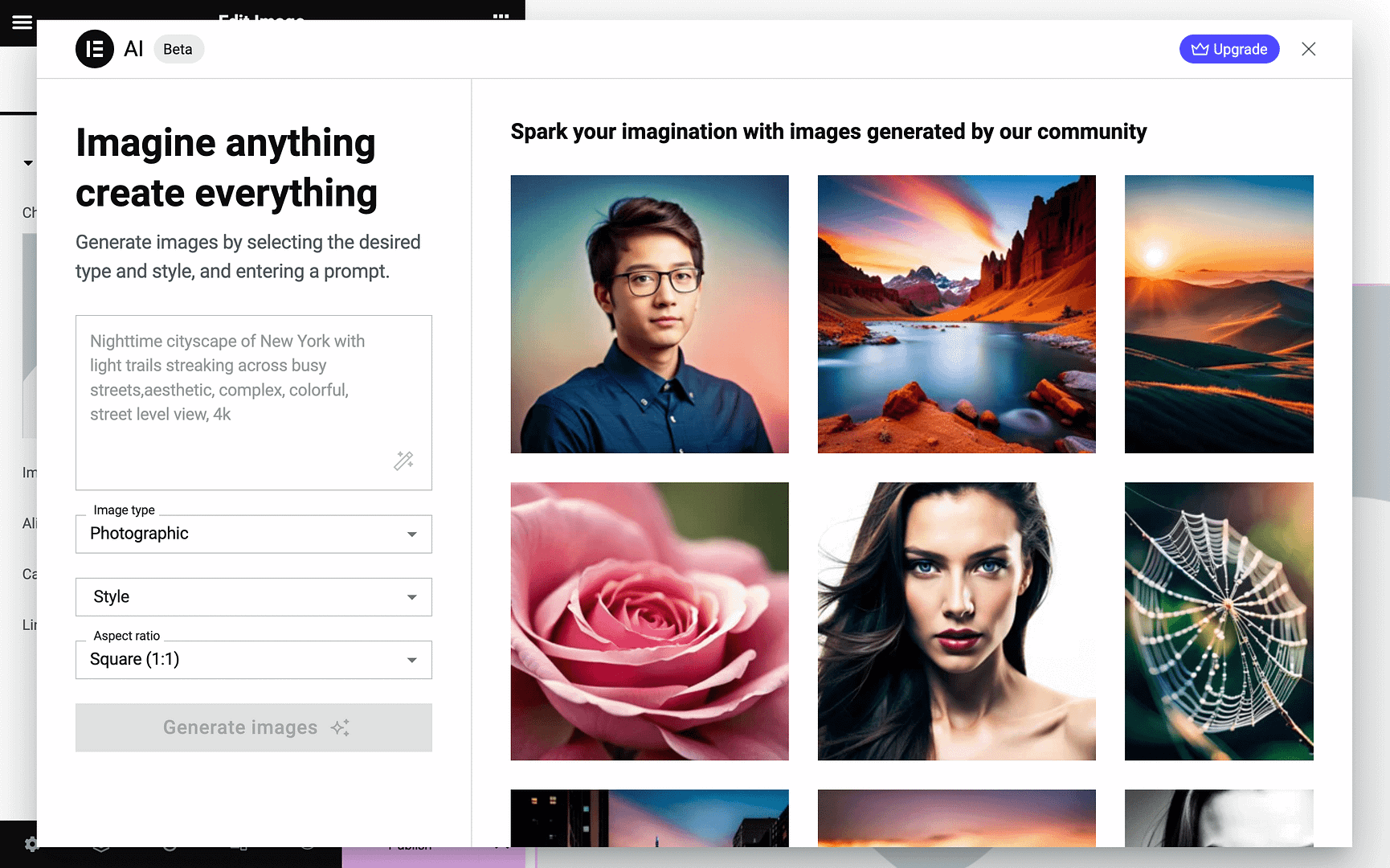 Elementor AI image generator.