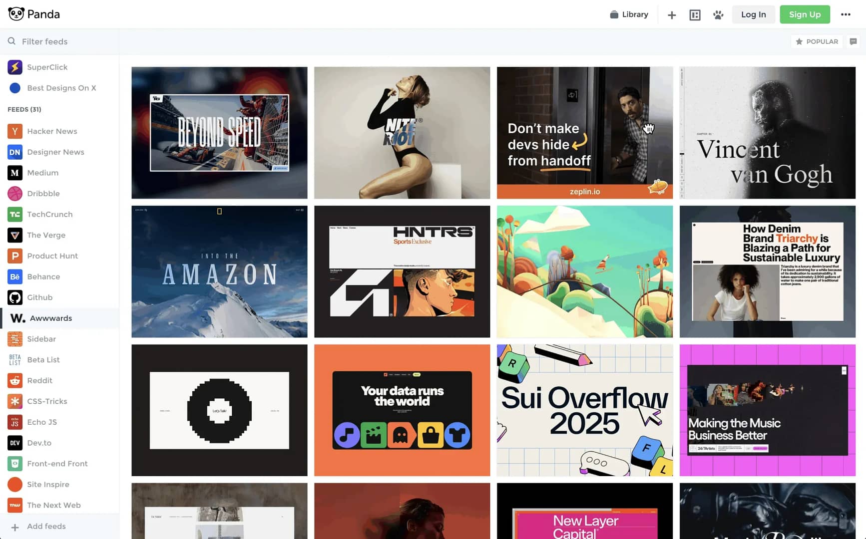 Panda homepage.