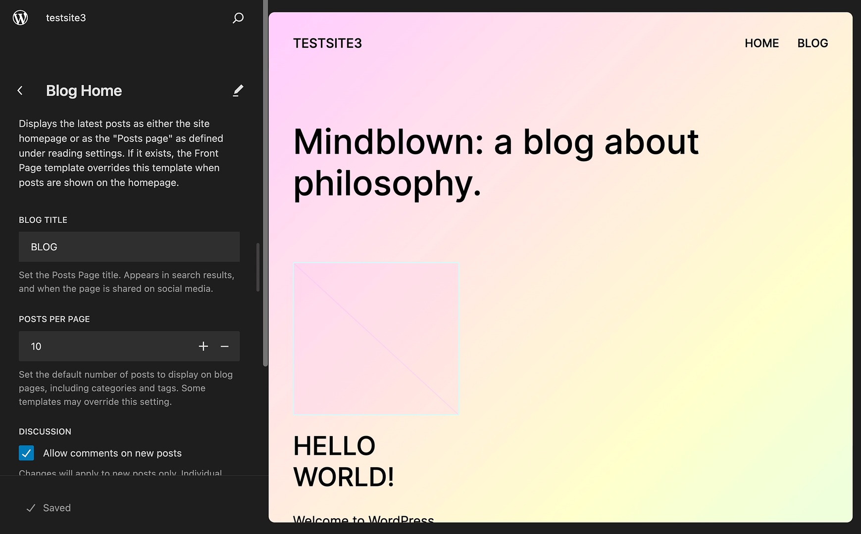 Editing your WordPress blog page.