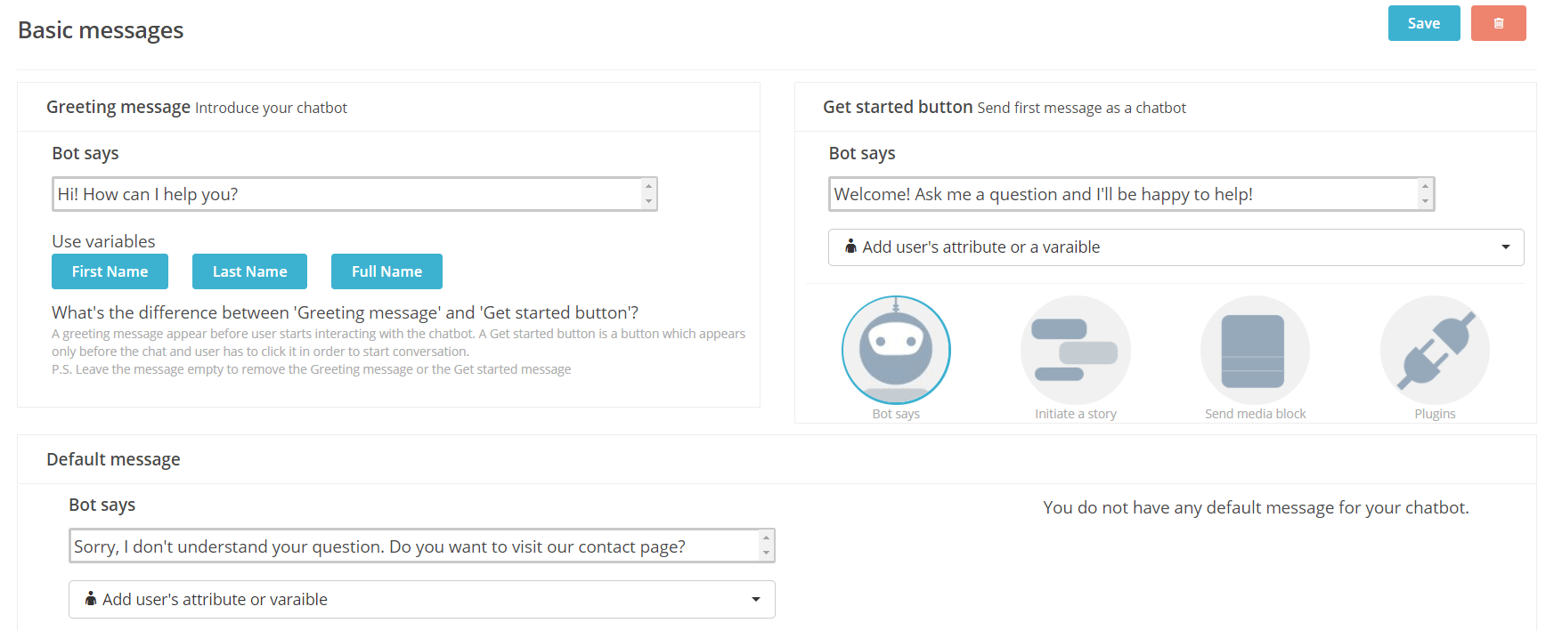 Adding basic messages for your Botsify chatbot.