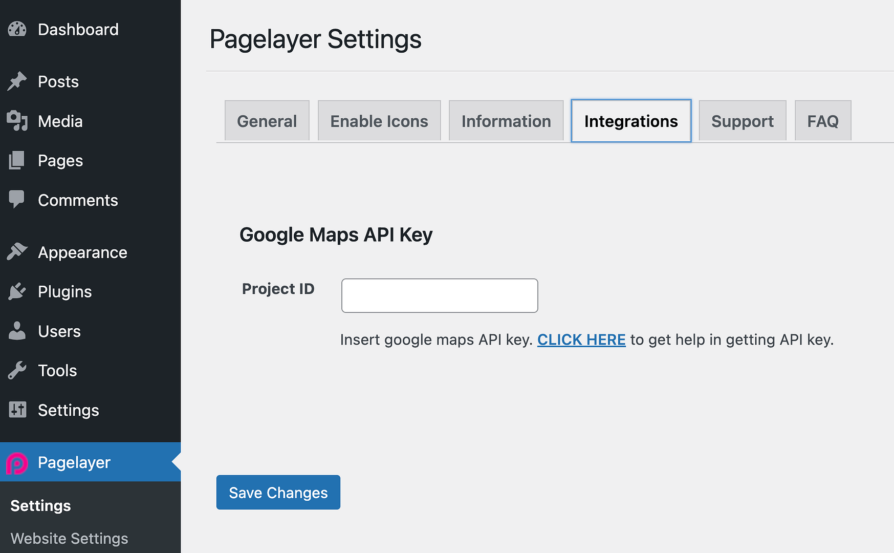 Pagelayer integrations.