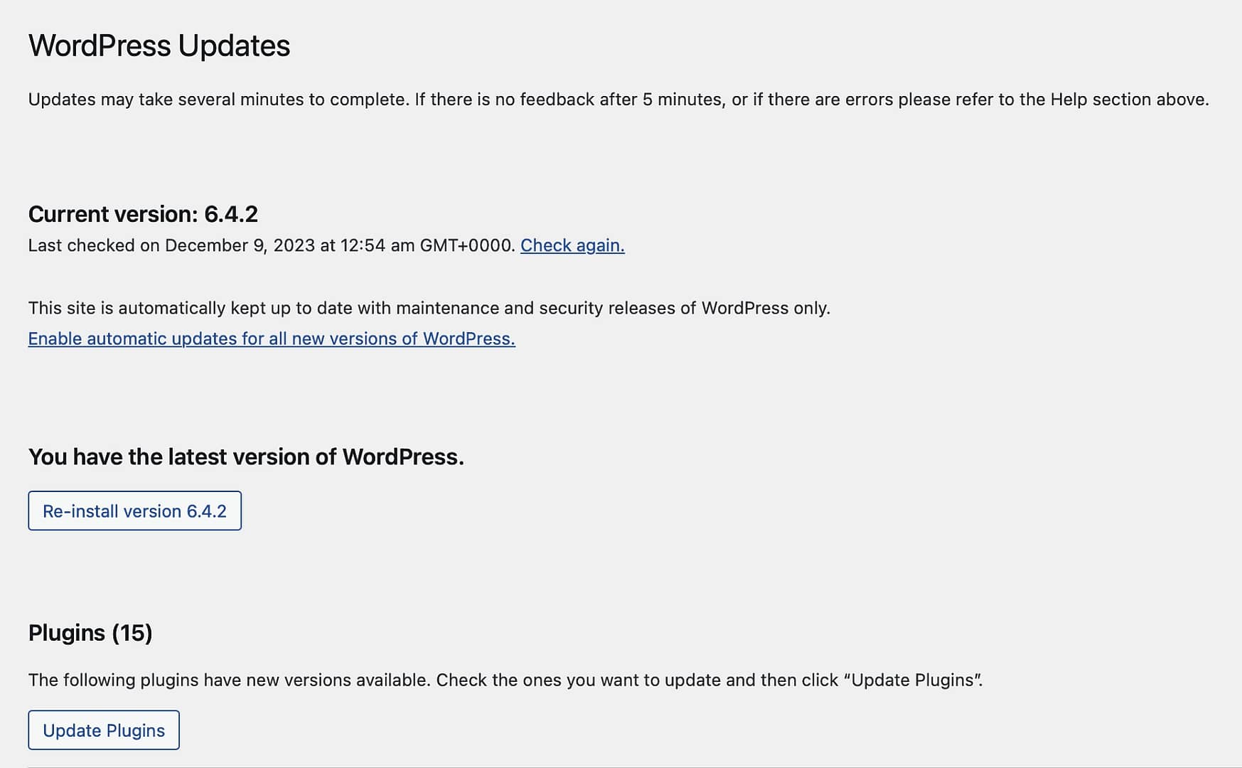 An example of summarized WordPress updates, a simple way to protect a site from XSS attacks.