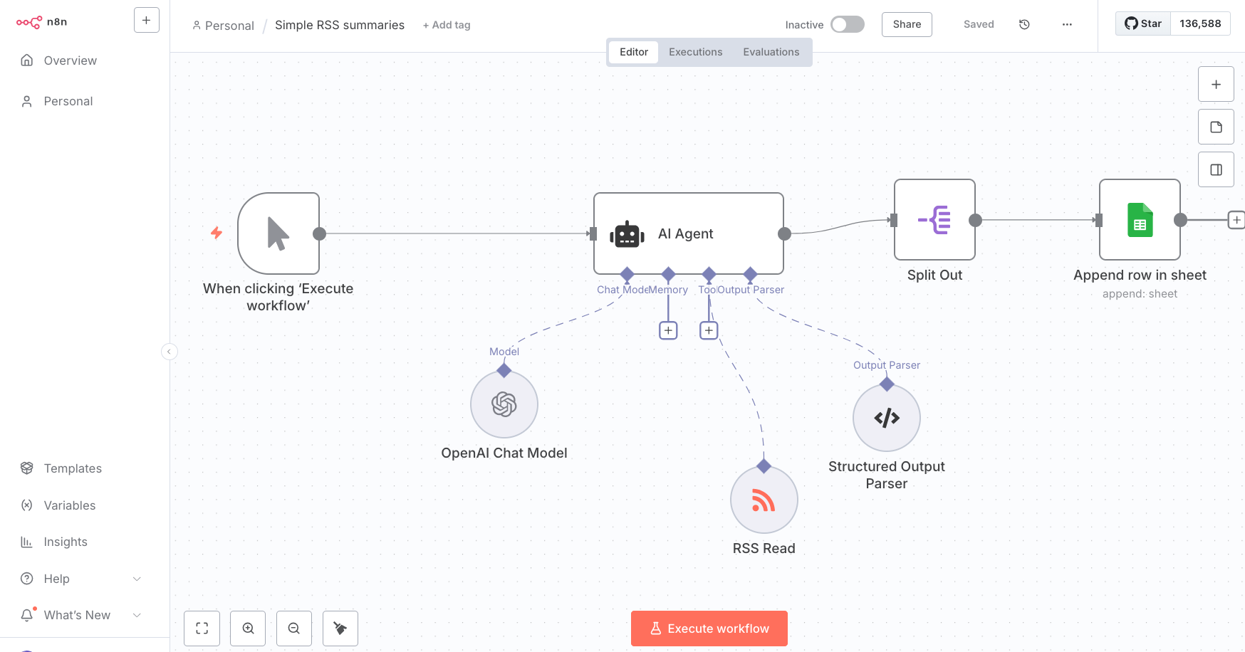 n8n example workflow