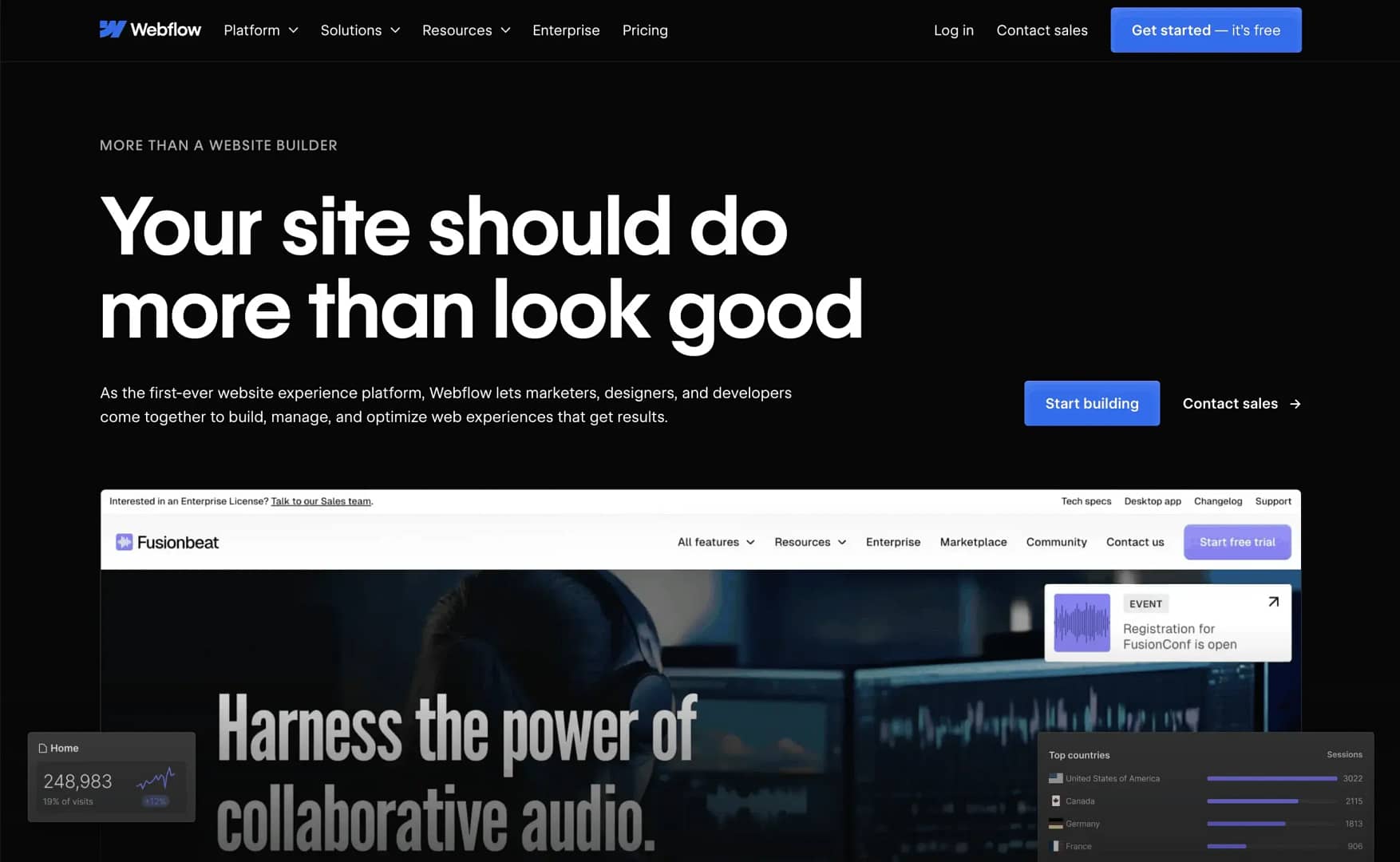 Webflow homepage.