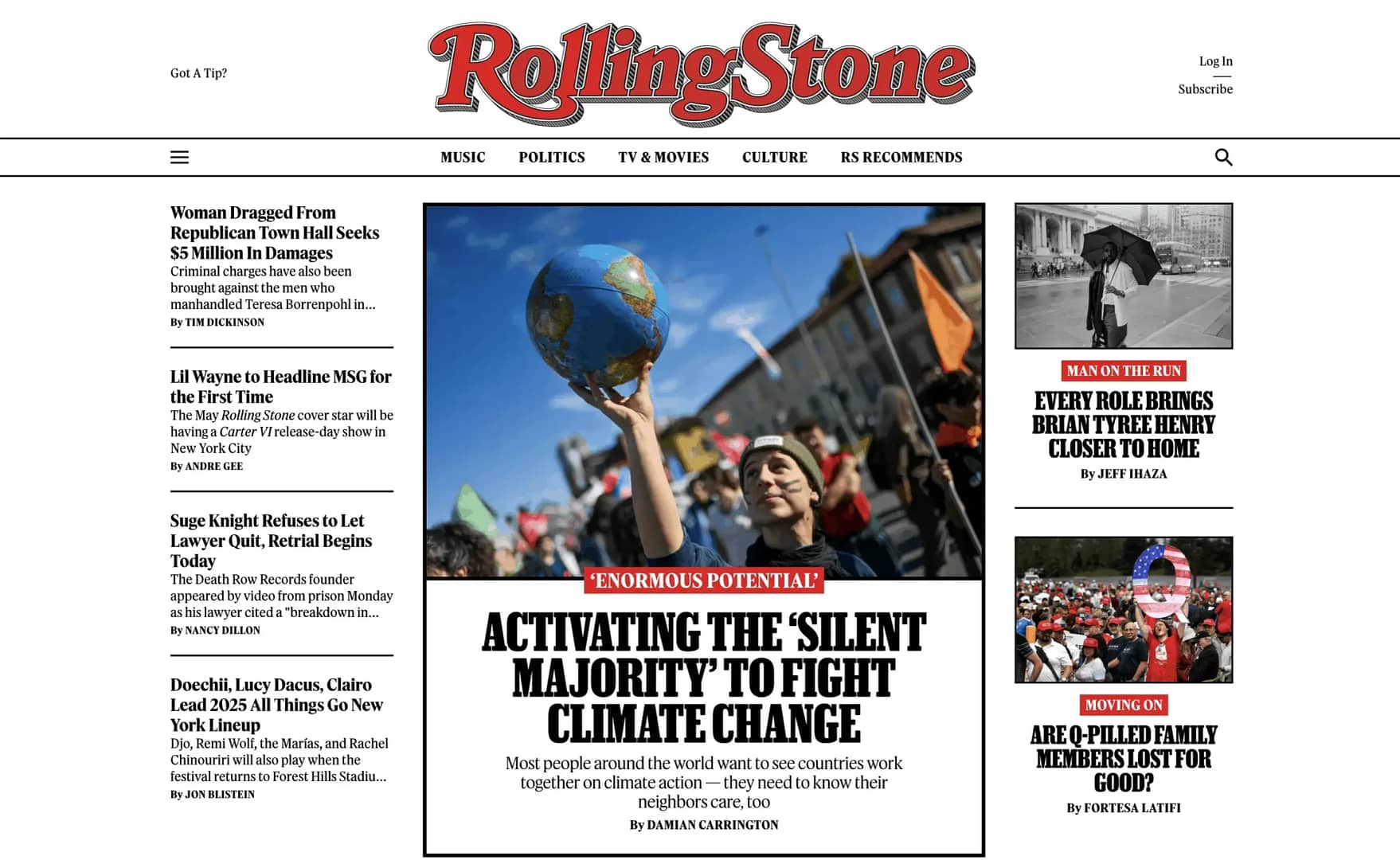 RollingStone homepage.