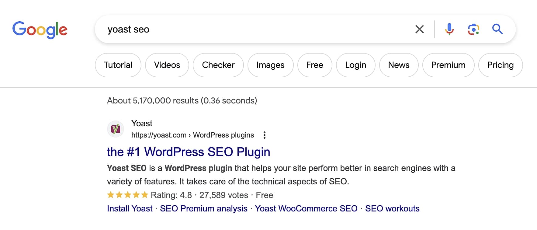 An example of a search result in Google.