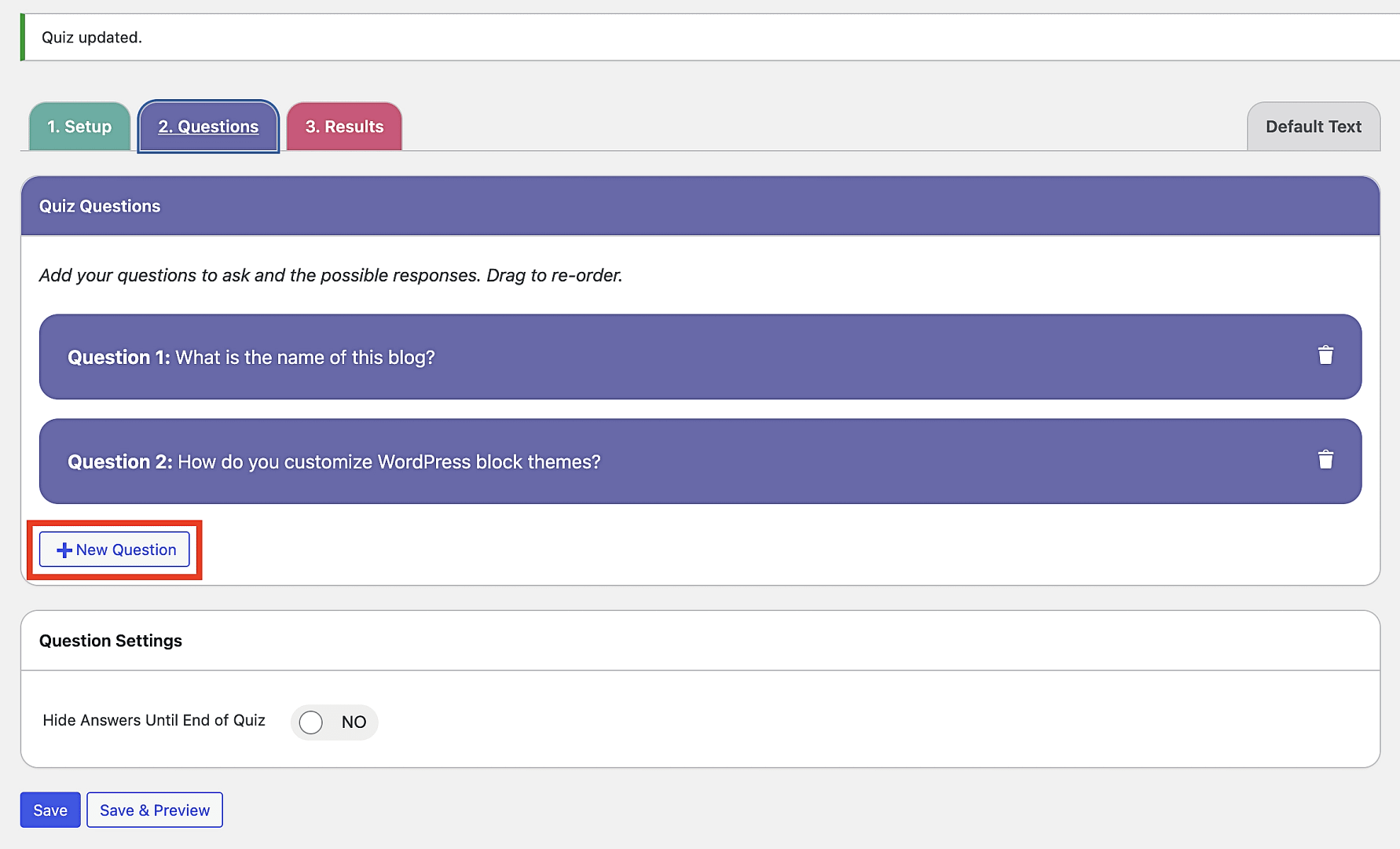 Adding additional questions.
