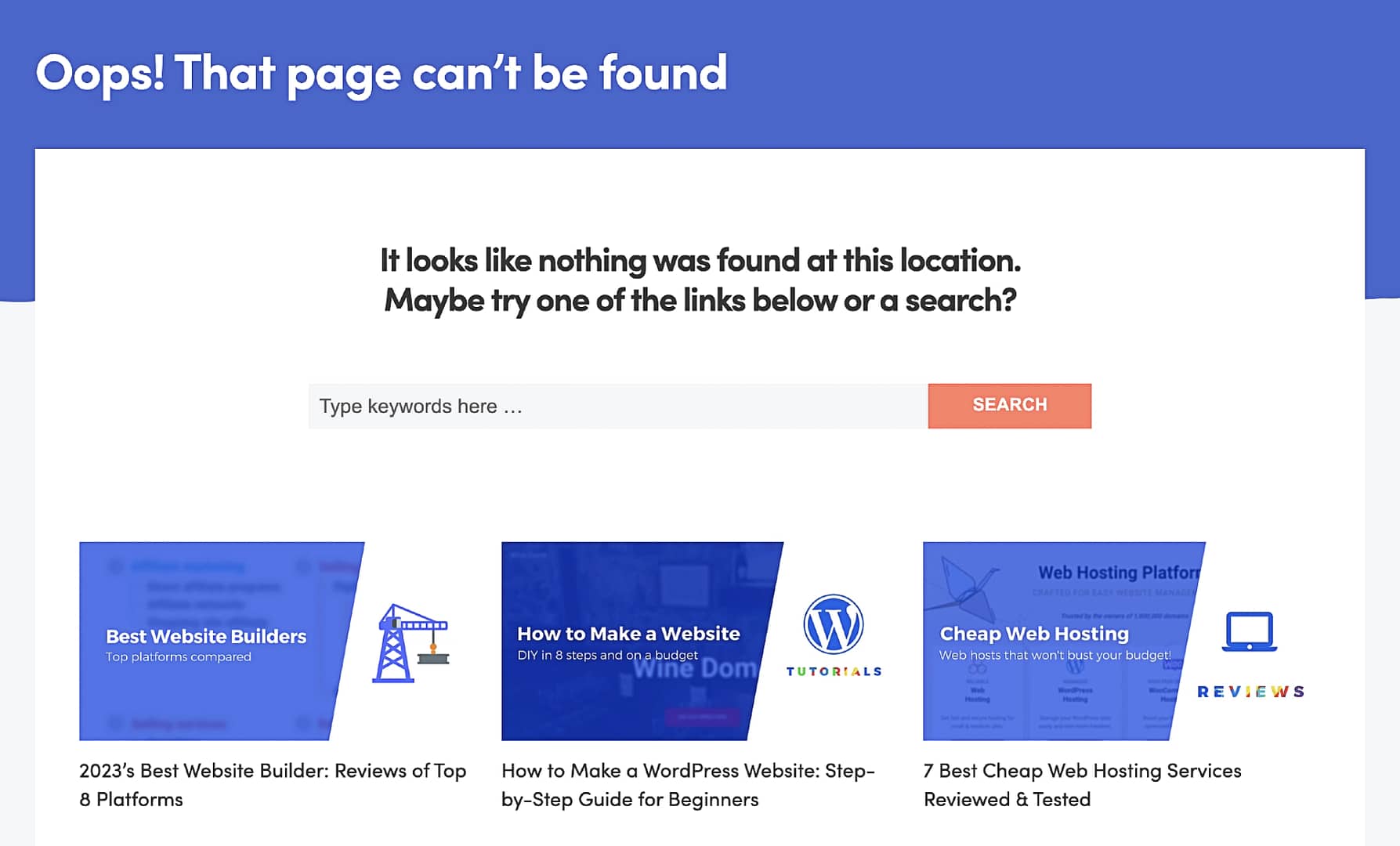 The Themeisle 404 error page.