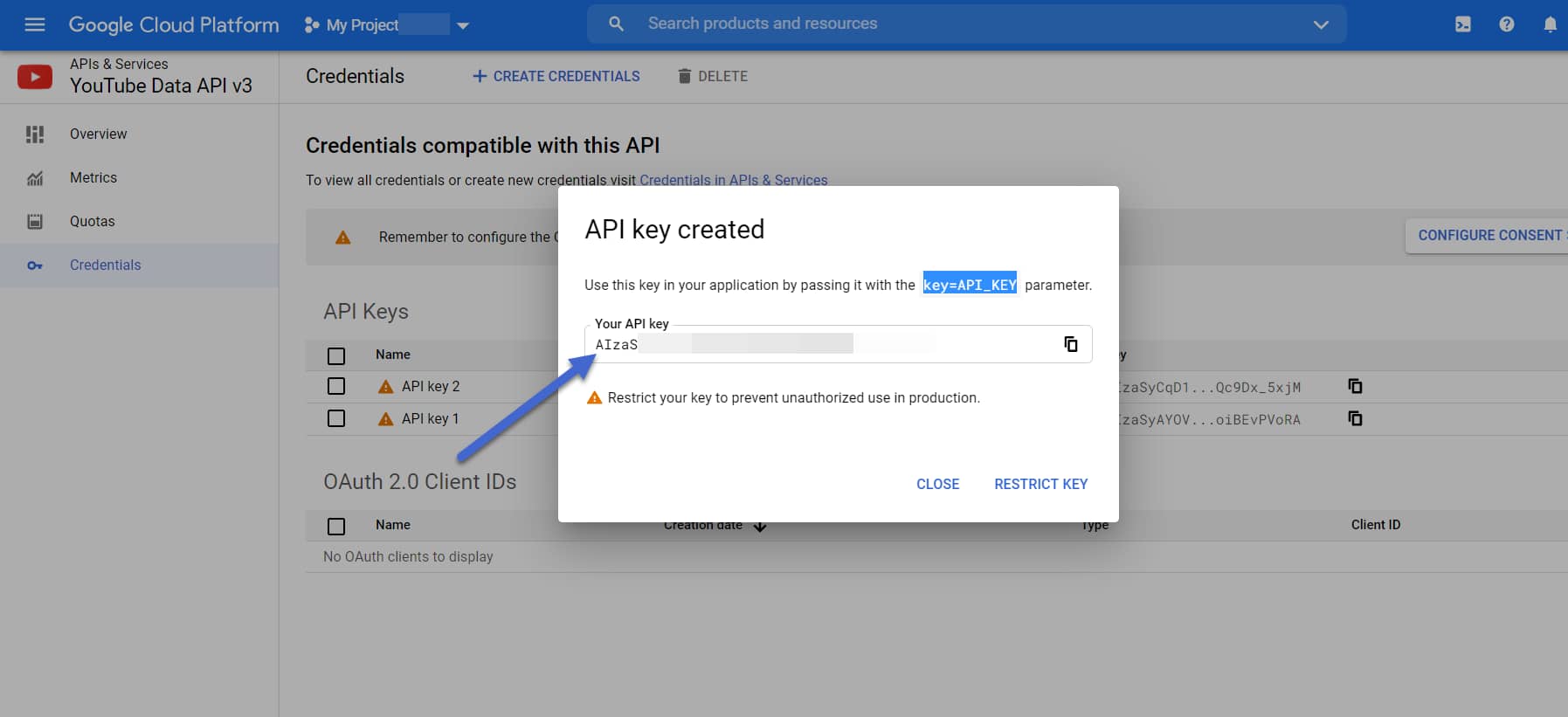 copy key - WordPress Live Streaming