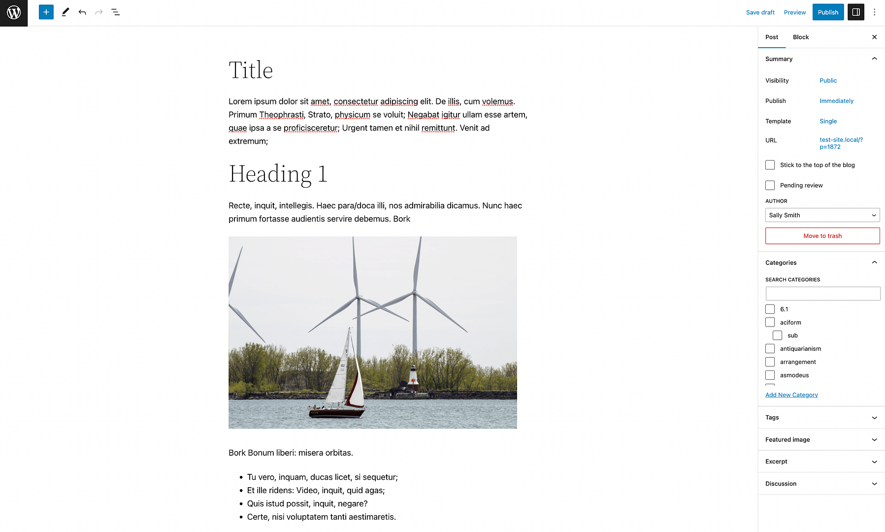Properly formatted headings in WordPress.