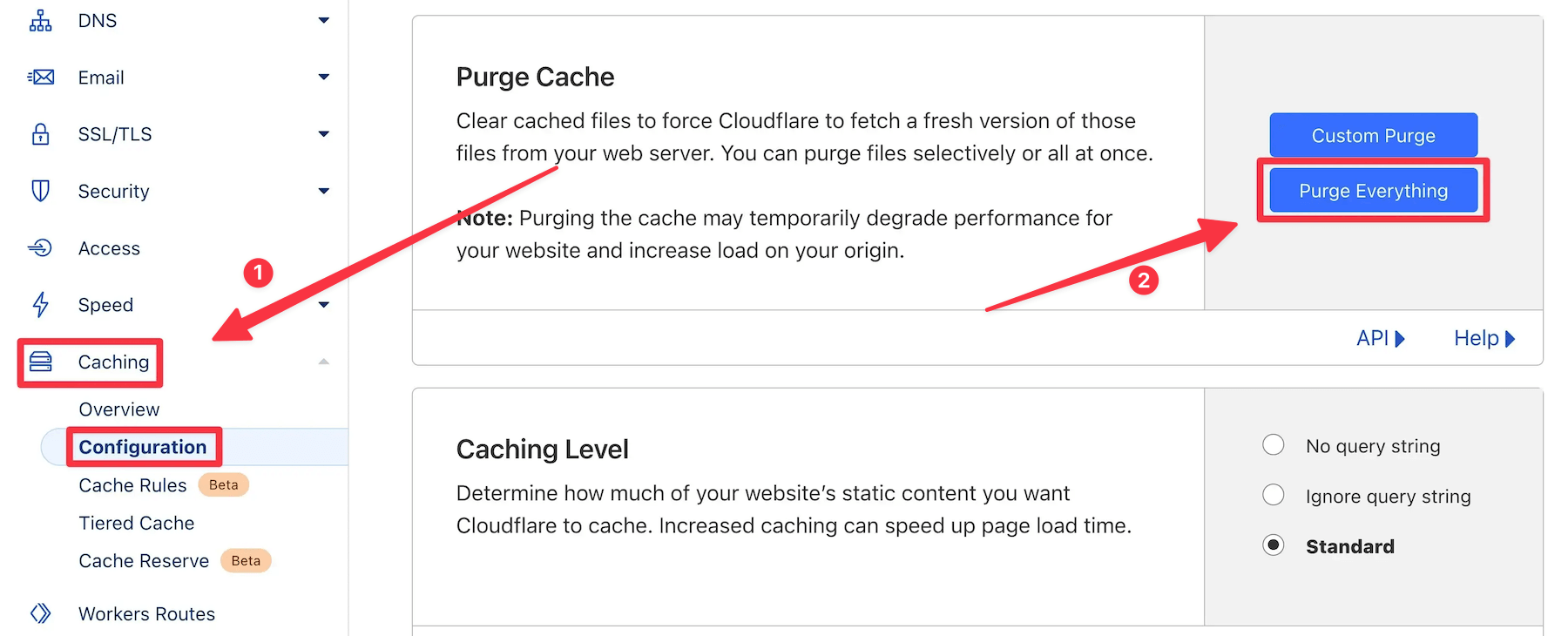 clear cloudflare cache