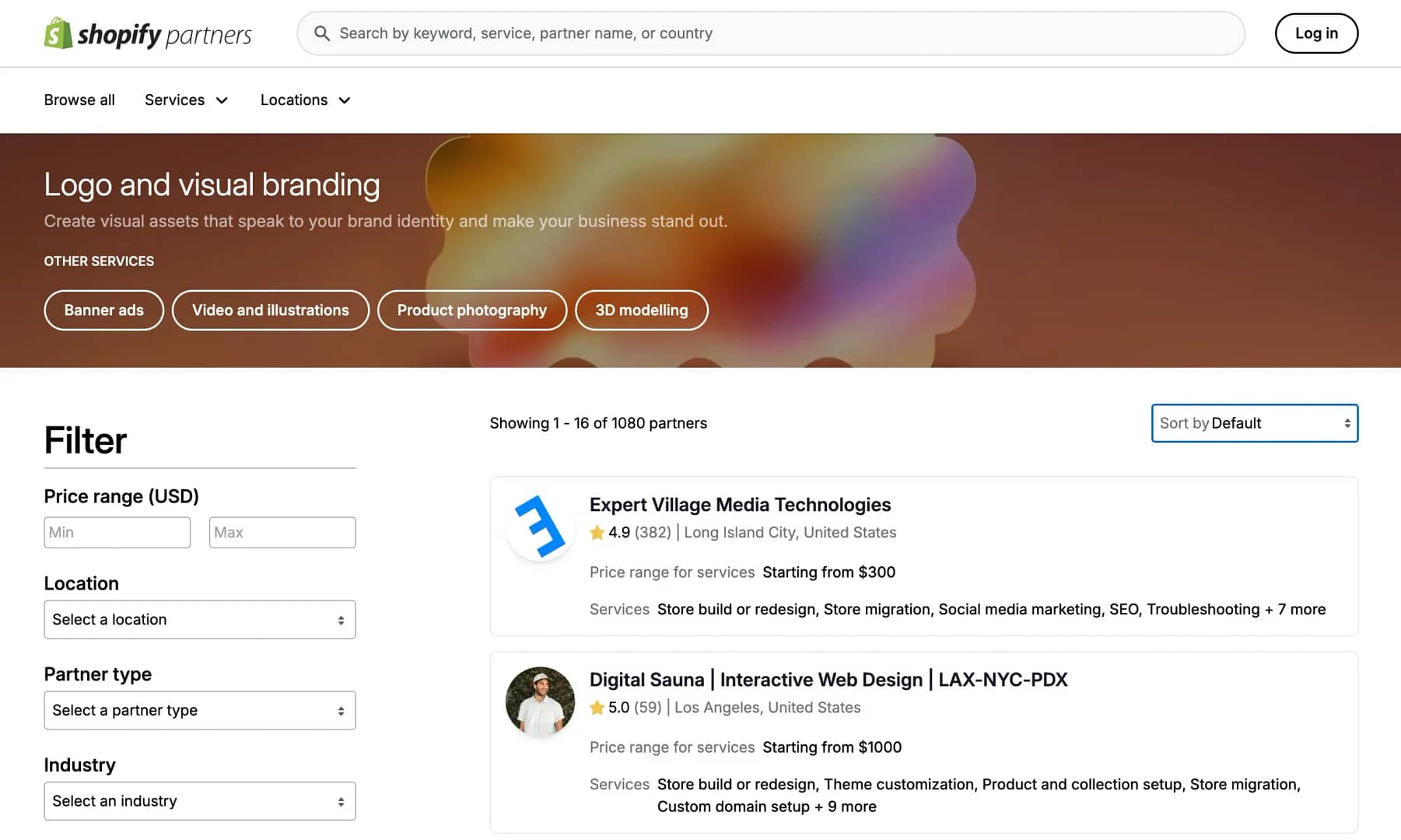 Shopify Partners directory.