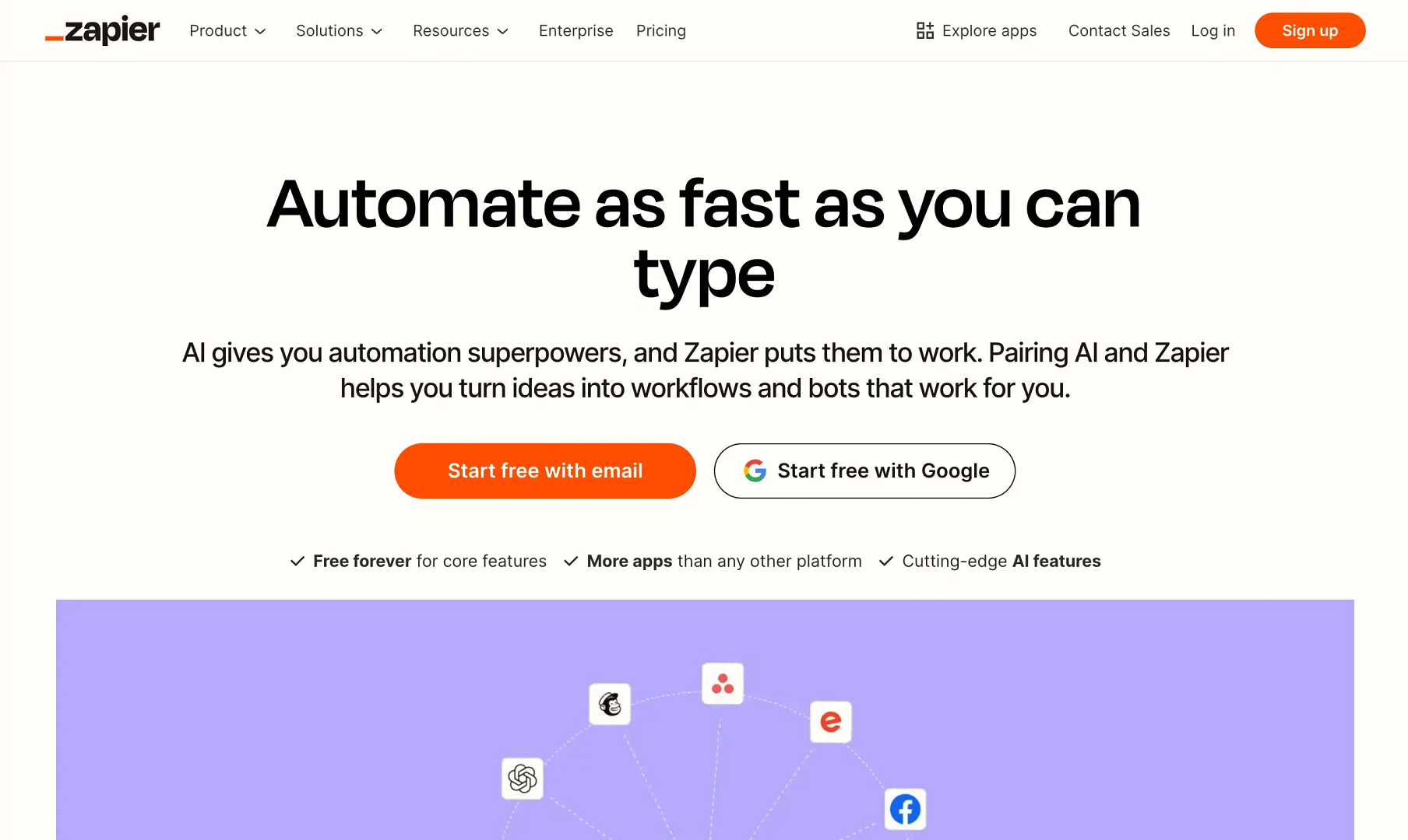 Zapier homepage.