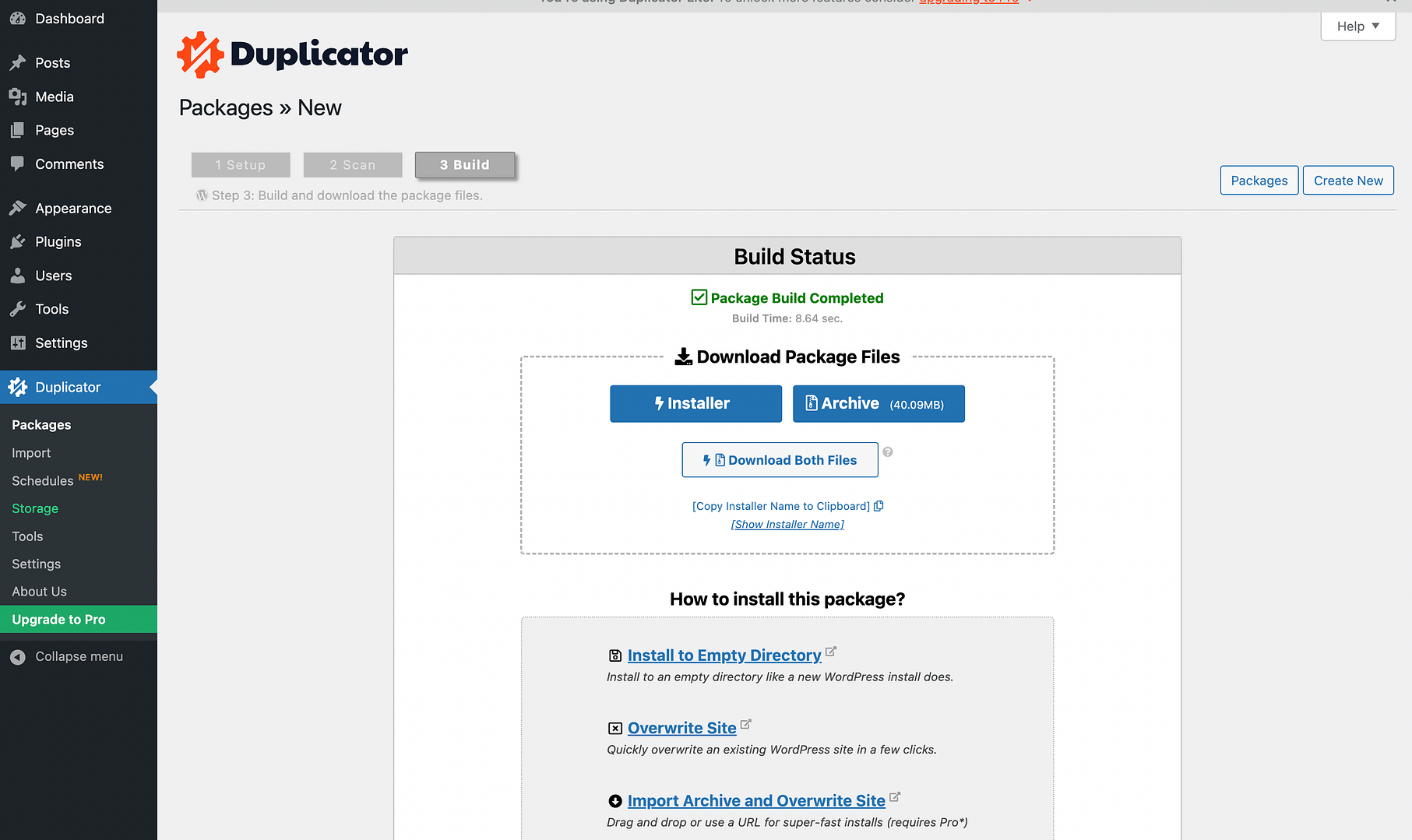 Duplicator build status.